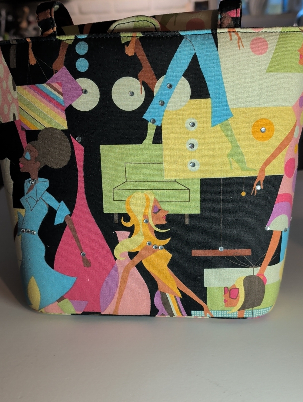 Sydney Love Multi-Color Graphic Tote in Black, Pink, Yellow, Blue & Green